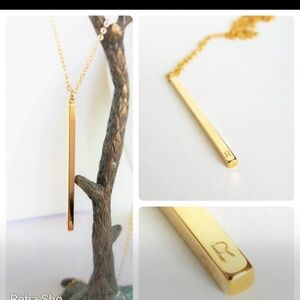 3/$30 16k Gold Plated Handstamped Bar Necklace